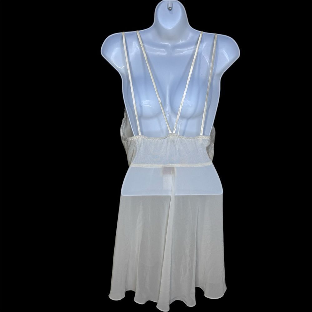 Vintage California Dynasty Elegant Ivory Cream Lace Chemise Applique Detail L - Picture 3 of 12